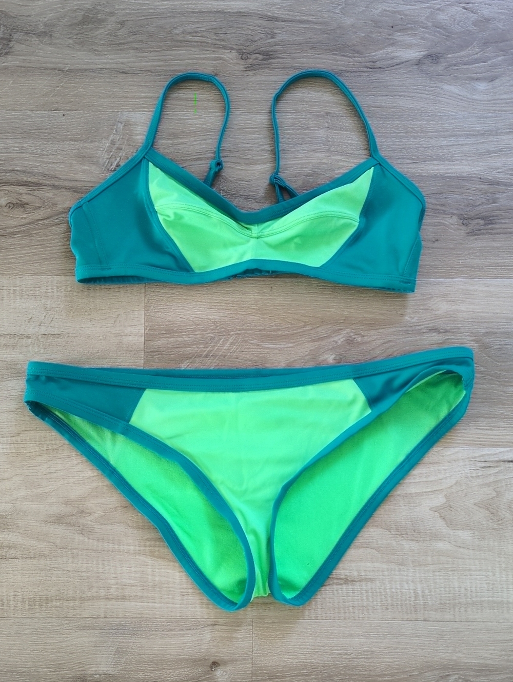 Adore Me Colourblock Teal and Lime Green Bikini Set